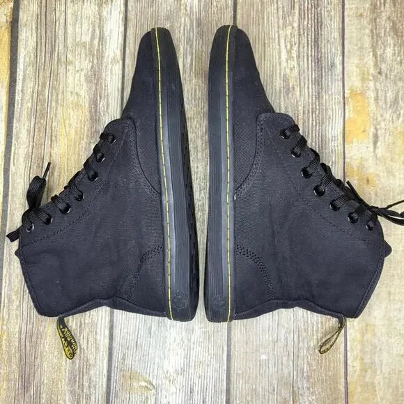 Dr. Martens Shoreditch Goth Minimalist Black Canvas High Top Sneakers Women Sz 8 - Picture 5 of 8